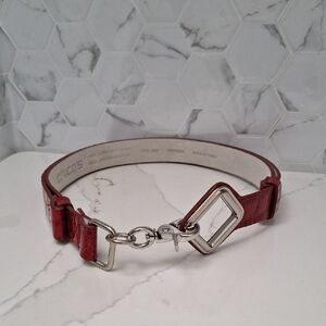 Chico's Chic Red Belt with Silver Accents, Size S/M